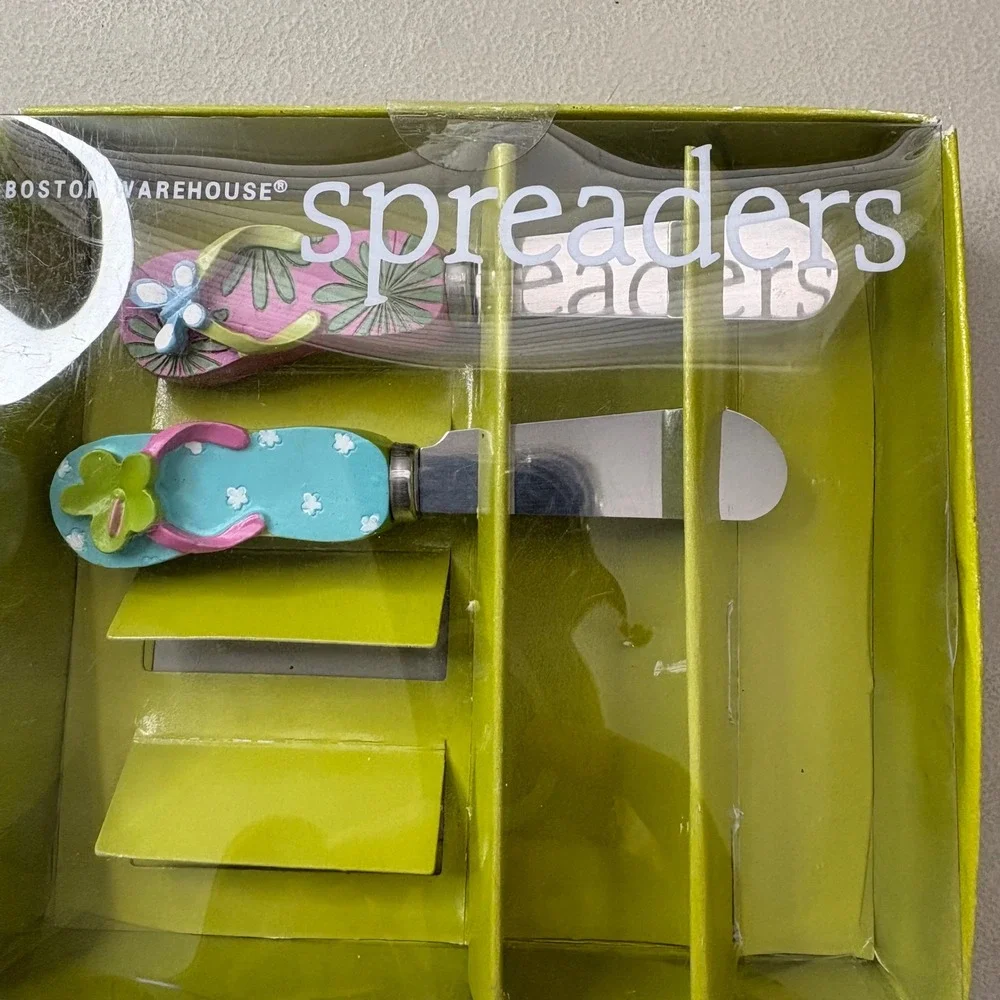 Boston Warehouse Flip Flops Spreader Set of‎ 2 Stainless Steel Tropical 52910
